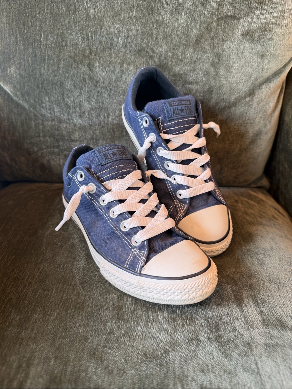 Converse Navy Low Top Sneakers with White Laces